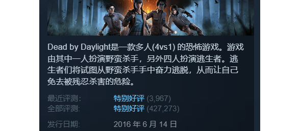 Steam每日特惠：《黎明杀机》4折《生化2 Re》4折