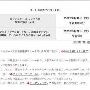 任天堂公布Wii U和3DS的eshop停服时间
